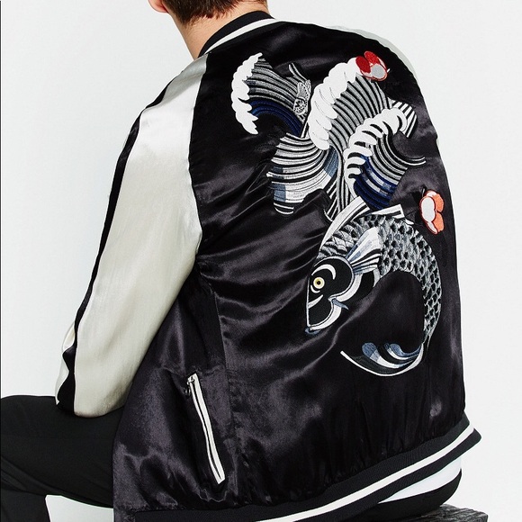 NWT Zara Kimono Koi Fish Embroidered Bomber Jacket - Picture 3 of 8